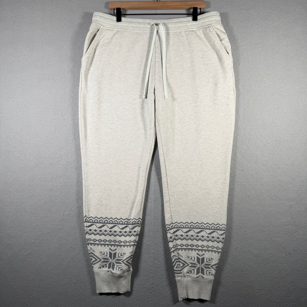 Vineyard Vines Mens Oatmeal Heather Fair Isle Snowflake Joggers Large 2P001405